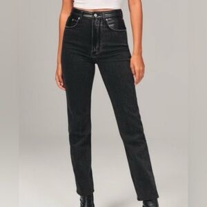 Abercrombie Black The Ankle Straight Jeans / Faux Vegan Leather - Plus 37 NWT